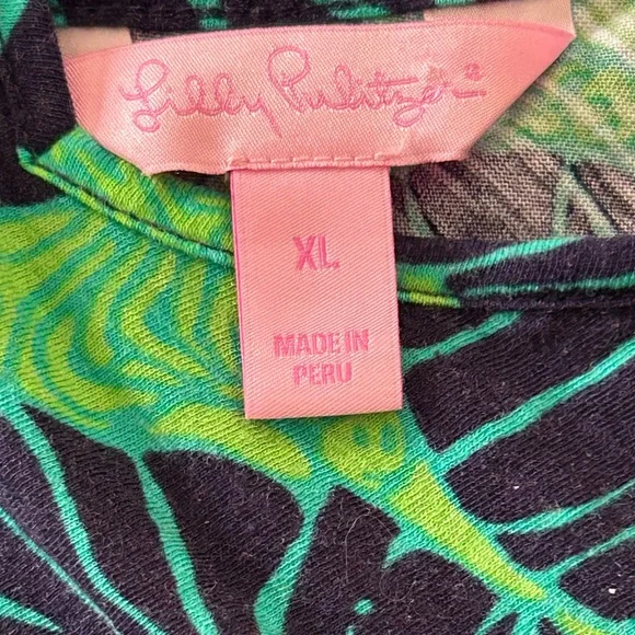 Lilly Pulitzer Under the Palms Gigi Tank Top Navy Lime Tropical Woman SZ XL EUC - Picture 9 of 10